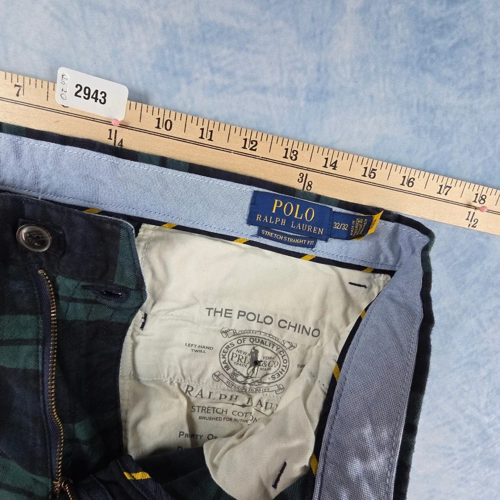 Polo Ralph Lauren Men Green Navy Black Watch Plaid Stretch Straight Chino Pants